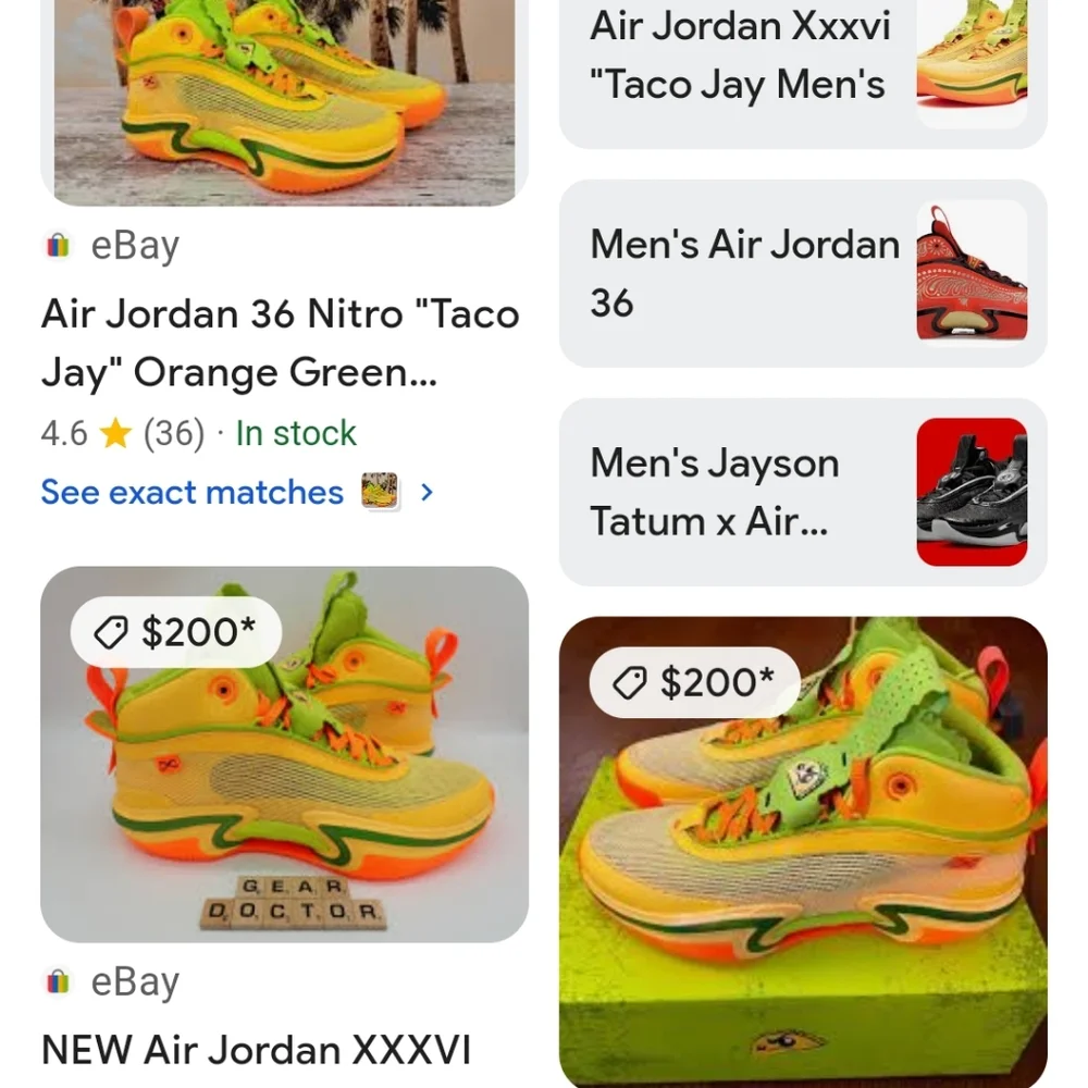 Air Jordan XXXVI Taco Jay Men's LTD Grungecore Sneakers size 9 Streetwear HipHop
